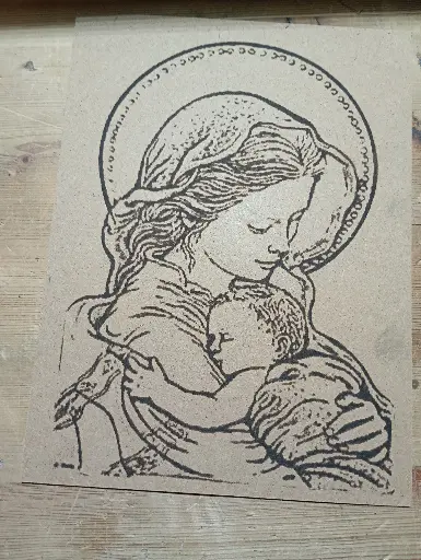 Madonna con bambino/incisione laser