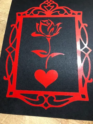 Cornice con rosa e cuore/vinile